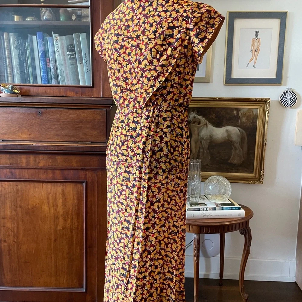 SALONI Pemala Sun Yellow and Black Floral Midi Dress NWT - Picture 4 of 7